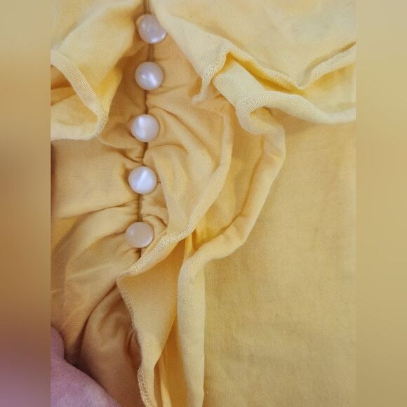 Chaps XL Yellow Sleeveless Ruffle Collar Buttons 100% Cotton Women’s Tank Top - Picture 6 of 9